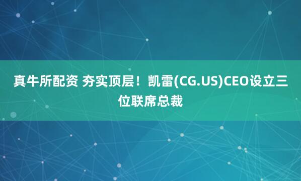 真牛所配资 夯实顶层！凯雷(CG.US)CEO设立三位联席总裁